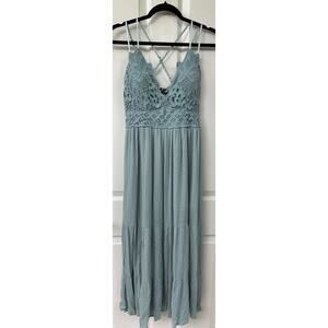 Blue B Collection Medium light blue lace maxi Free People Dupe with padding